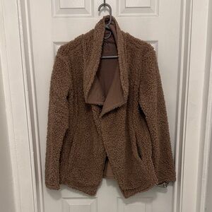 Open front dusty rose Sherpa cardigan